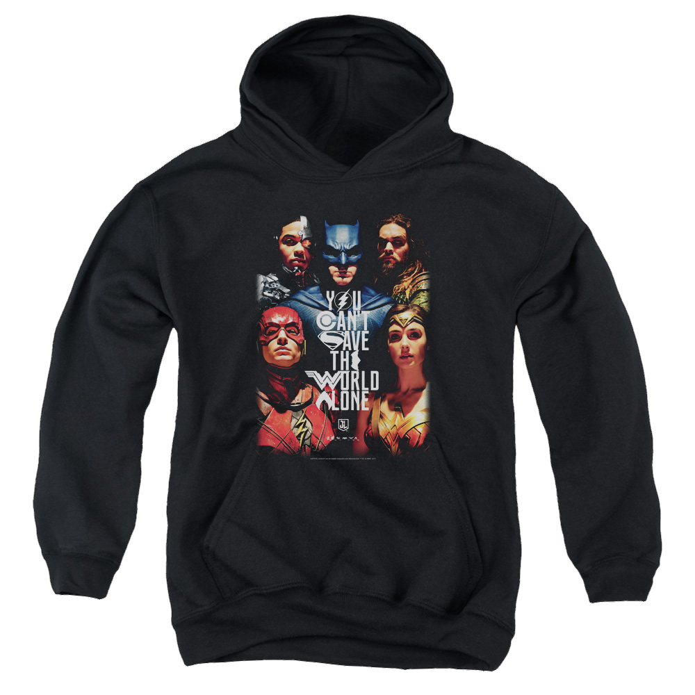 Justice League Movie Save The World Poster - Youth Hoodie Youth Hoodie (Ages 8-12) Justice League   