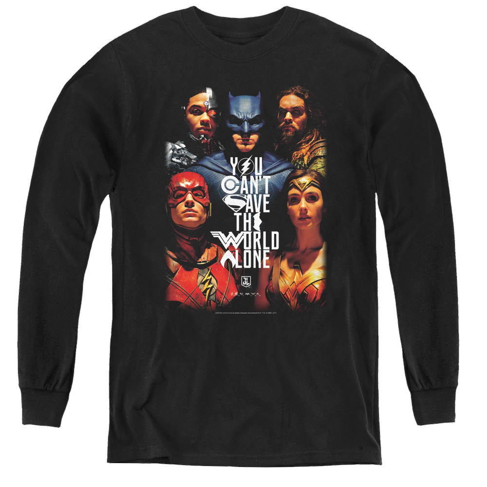Justice League Movie Save The World Poster - Youth Long Sleeve T-Shirt Youth Long Sleeve T-Shirt Justice League   