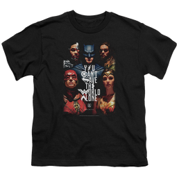 Justice League Movie Save The World Poster - Youth T-Shirt Youth T-Shirt (Ages 8-12) Justice League   