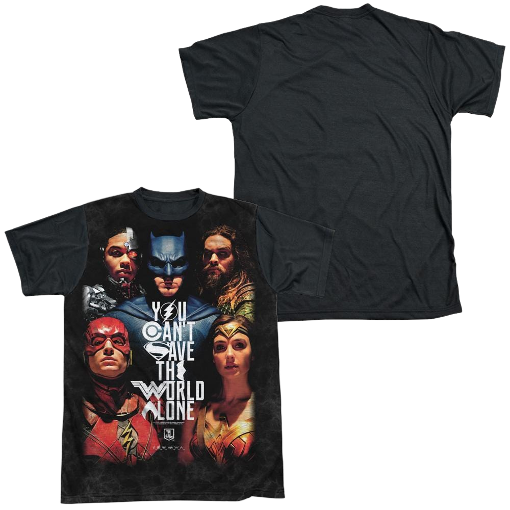 Justice League Save The World Poster Men's Black Back T-Shirt Men's Black Back T-Shirt Justice League   