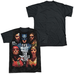Justice League Save The World Poster Men's Black Back T-Shirt Men's Black Back T-Shirt Justice League   