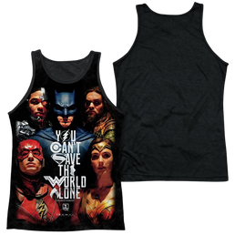 Justice League Save The World Poster Men's Black Back Tank Men's Black Back Tank Justice League   