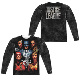 Justice League Save The World Poster Men's All-Over Print Long Sleeve T-Shirt Men's All-Over Print Long Sleeve Justice League   