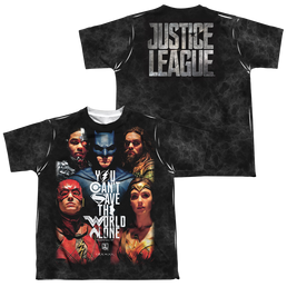 Justice League Movie Save The World Poster - Youth All-Over Print T-Shirt Youth All-Over Print T-Shirt (Ages 8-12) Justice League   