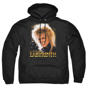 Black pullover hoodie with Labyrinth Jareth graphic