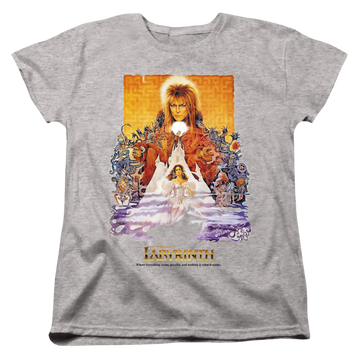 Athletic heather women's t-shirt with Labyrinth Movie Poster graphic