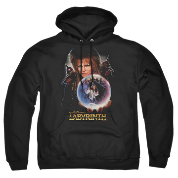 Black pullover hoodie with Labyrinth I Have A Gift graphic