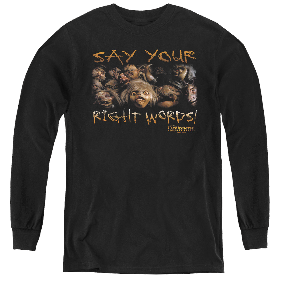 Labyrinth Say Your Right Words - Youth Long Sleeve T-Shirt Youth Long Sleeve T-Shirt Labyrinth   