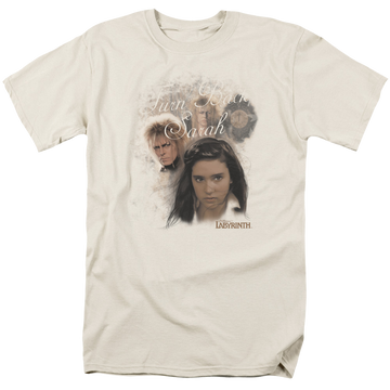 Cream men's regular fit t-shirt with Labyrinth Turn Back Sarah graphic