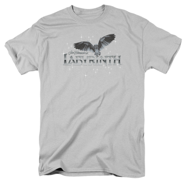 Silver men's regular fit t-shirt with Labyrinth Owl Logo graphic