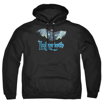 Black pullover hoodie with Labyrinth Title Sequence graphic