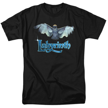 Black men's regular fit t-shirt with Labyrinth Title Sequence graphic