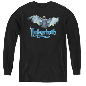 Black youth long sleeve t-shirt with Labyrinth Title Sequence graphic
