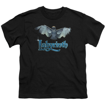 Black youth t-shirt for ages 8 to 12 with Labyrinth Title Sequence graphic