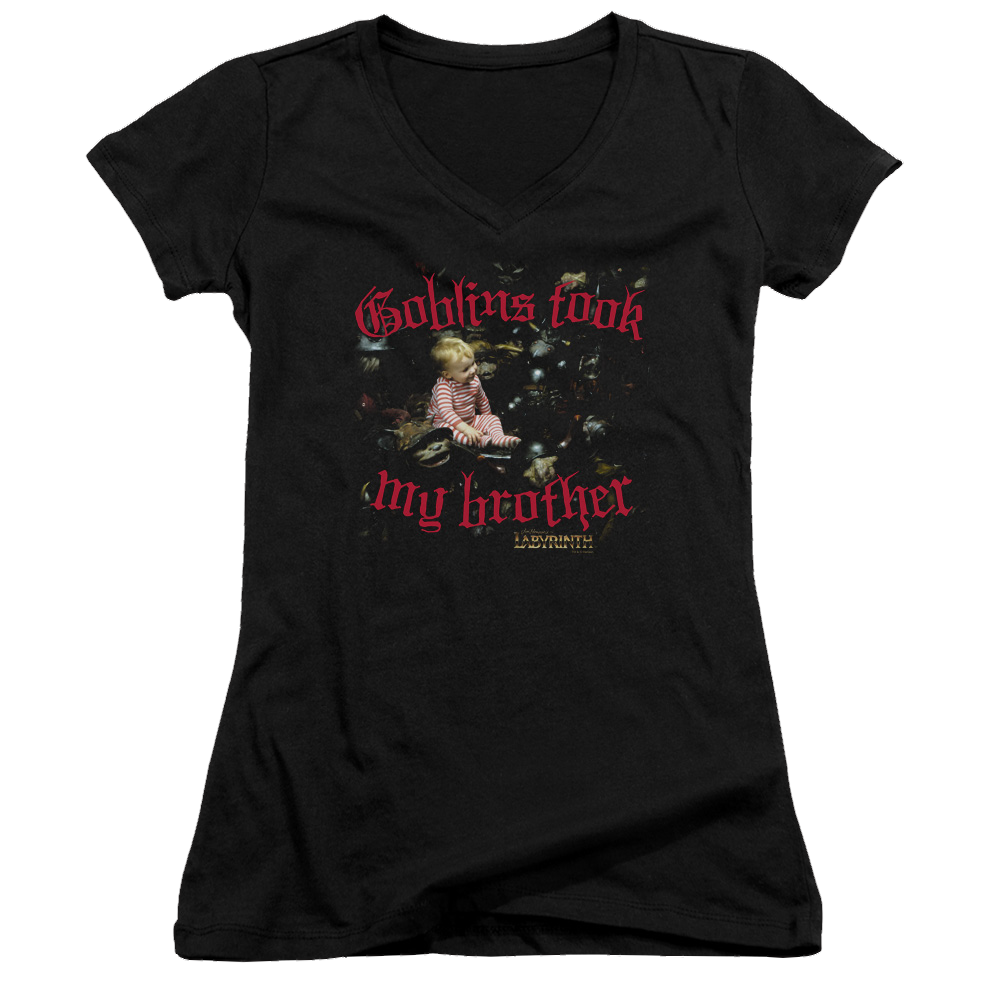 Labyrinth Goblins Took My Brother Juniors V-Neck T-Shirt Juniors V-Neck T-Shirt Labyrinth   