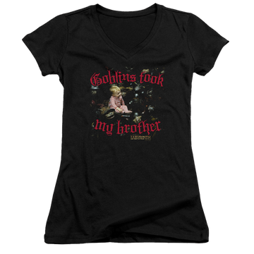 Labyrinth Goblins Took My Brother Juniors V-Neck T-Shirt Juniors V-Neck T-Shirt Labyrinth   