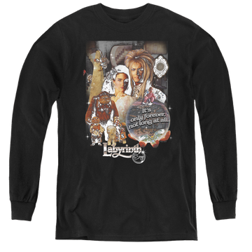 Black youth long sleeve t-shirt with Labyrinth 25 Years Of Magic graphic