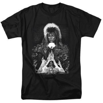 Black men's regular fit t-shirt with Labyrinth Castle graphic