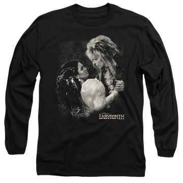 Black men's long sleeve t-shirt with Labyrinth Dream Dance graphic