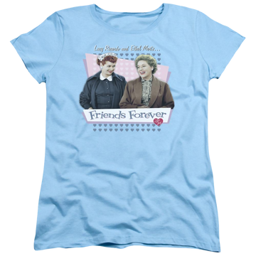 Light blue women's t-shirt with I Love Lucy Friends Forever graphic