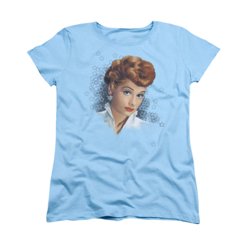 Light blue women's t-shirt with I Love Lucy What A Star graphic