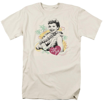 Cream men's regular fit t-shirt with I Love Lucy Luau Graphic graphic