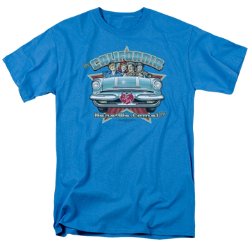 Turquoise men's regular fit t-shirt with I Love Lucy California Here We Come graphic