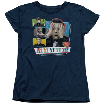 Navy women's t-shirt with I Love Lucy Ai Yi Yi Yi Yi graphic