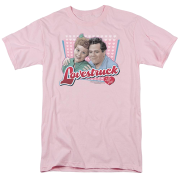 Pink men's regular fit t-shirt with I Love Lucy Lovestruck graphic