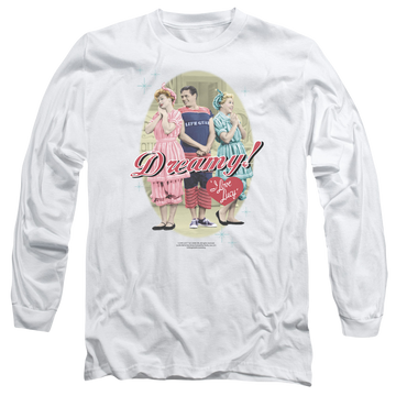 White men's long sleeve t-shirt with I Love Lucy Dreamy! graphic