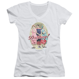 I Love Lucy Dreamy! Juniors V-Neck T-Shirt Juniors V-Neck T-Shirt I Love Lucy   