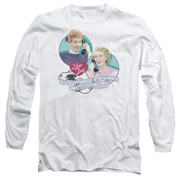 White men's long sleeve t-shirt with I Love Lucy Always Connected graphic