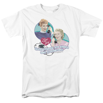 White men's regular fit t-shirt with I Love Lucy Always Connected graphic