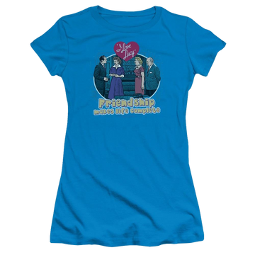 Turquoise juniors t-shirt with I Love Lucy Complete graphic