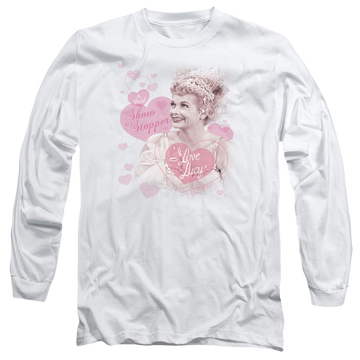 White men's long sleeve t-shirt with I Love Lucy Show Stopper graphic
