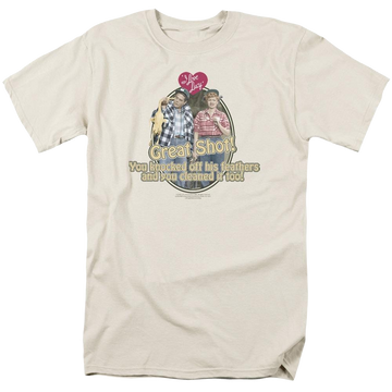 Cream men's regular fit t-shirt with I Love Lucy Great Shot graphic