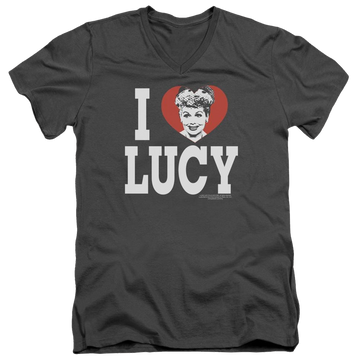 Charcoal men's v-neck t-shirt with I Love Lucy graphic