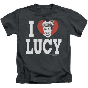 Charcoal kid's t-shirt for ages 4 to 7 with I Love Lucy graphic