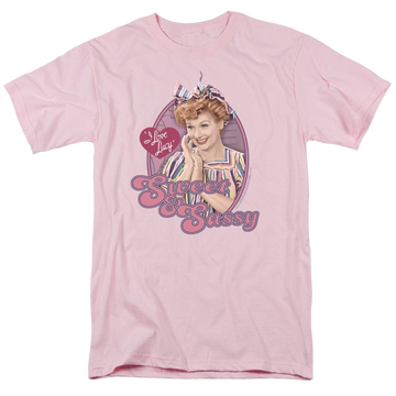 Pink men's regular fit t-shirt with I Love Lucy Sweet And Sassy graphic