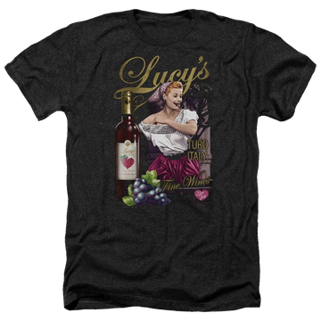 Charcoal men's heather t-shirt with I Love Lucy Bitter Grapes graphic
