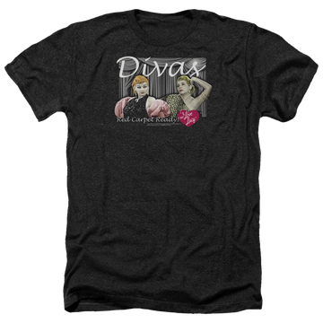 Charcoal men's heather t-shirt with I Love Lucy Divas graphic