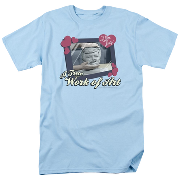 Light blue men's regular fit t-shirt with I Love Lucy Work Of Art graphic