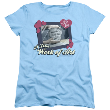 Light blue women's t-shirt with I Love Lucy Work Of Art graphic