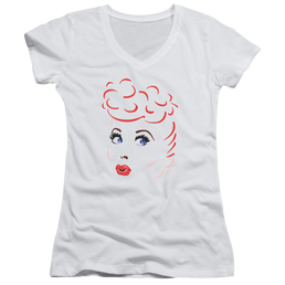 I Love Lucy Lines Face Juniors V-Neck T-Shirt Juniors V-Neck T-Shirt I Love Lucy   
