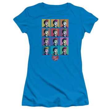 Turquoise juniors t-shirt with I Love Lucy Worhol graphic