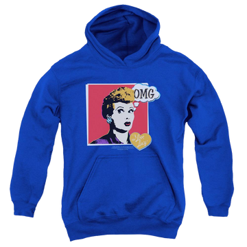 Royal youth hoodie for ages 8 to 12 with I Love Lucy I Love Worhol Omg graphic