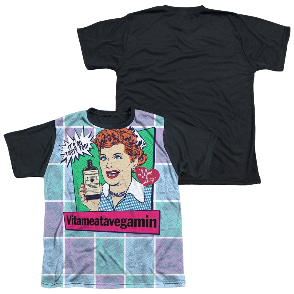 I Love Lucy All Over Vita Comic Youth Black Back T-Shirt (Ages 8-12) Youth Black Back T-Shirt (Ages 8-12) I Love Lucy   