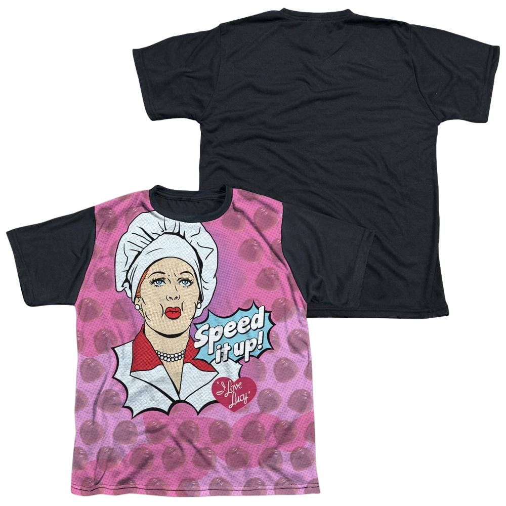 I Love Lucy All Over Speed It Up Youth Black Back T-Shirt (Ages 8-12) Youth Black Back T-Shirt (Ages 8-12) I Love Lucy   