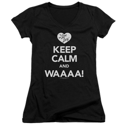 I Love Lucy Keep Calm Waaa Juniors V-Neck T-Shirt Juniors V-Neck T-Shirt I Love Lucy   