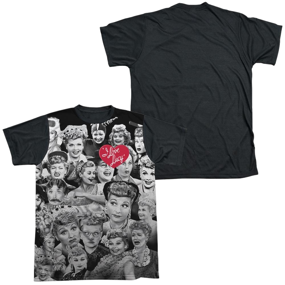 I Love Lucy Faces Men's Black Back T-Shirt Men's Black Back T-Shirt I Love Lucy   